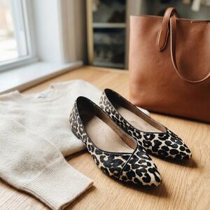 Vionic Minna Pointed Toe Ballet Flats Calf Hair Leopard Cheetah Print Sz 9